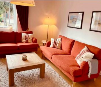 Gemütliches Wohnzimmer mit skandinavischen Sofas